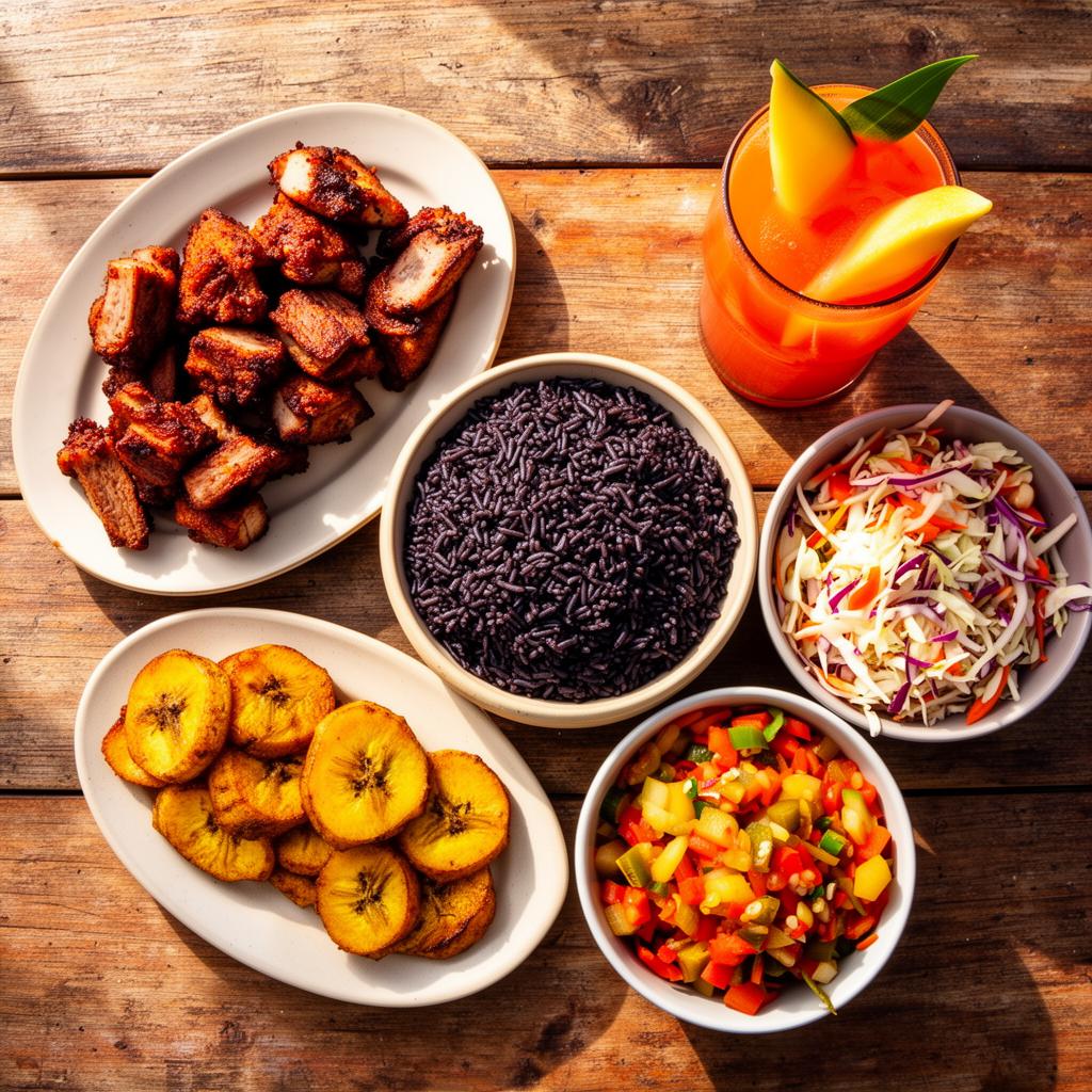 Delicious Haitian food platter